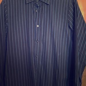 Men’s BOSS US Med long sleeve blue stripe shirt